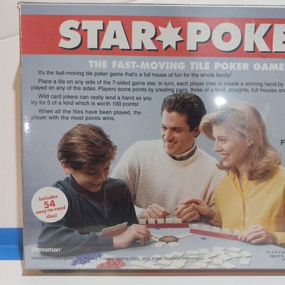STAR TILE POKER GAME 1994 PRESSMAN NEW NEVER OPENED - Picture 3 of 5